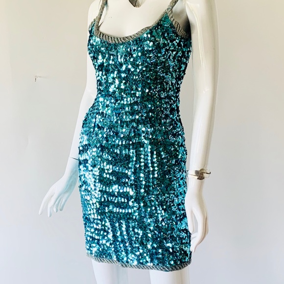 VTG 1980’s SWEE LO Wiggle Bombshell Sequins Dress - Picture 3 of 8